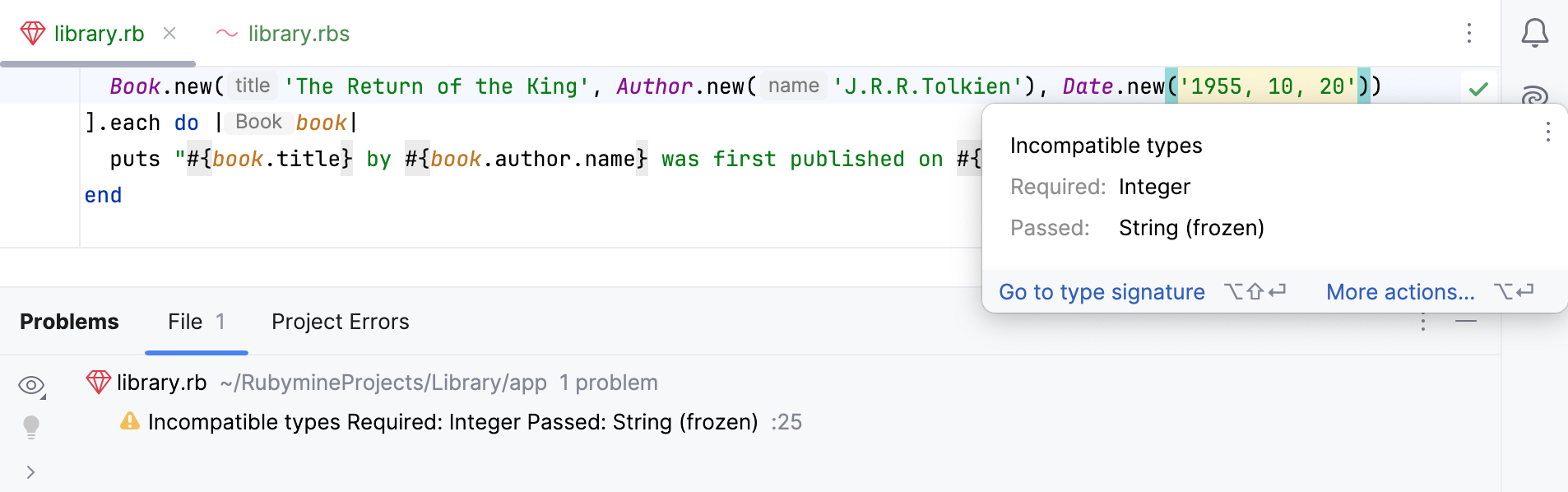 不兼容的参数类型