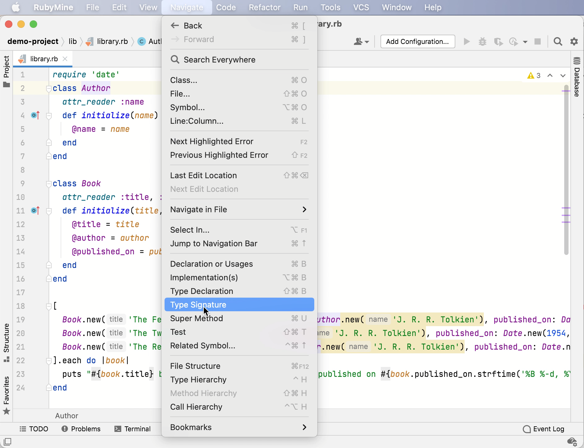 在 Ruby 声明及其类型签名之间导航