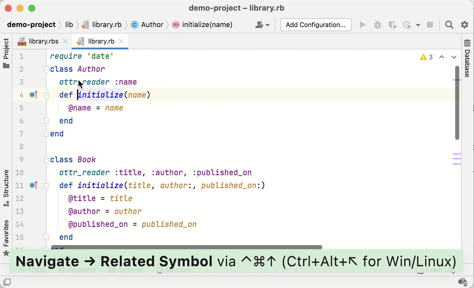 导航到相关的 Ruby 元素