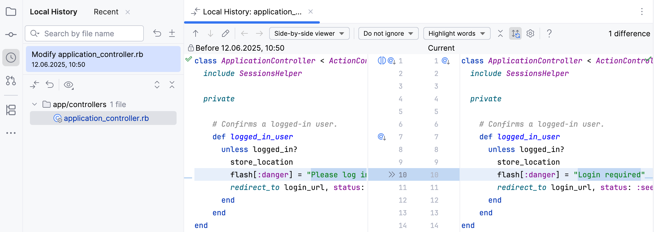 “最近更改”弹出窗口