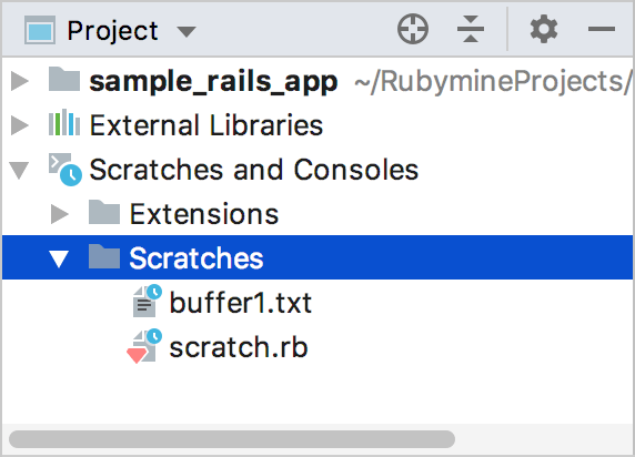 项目窗口中的临时文件