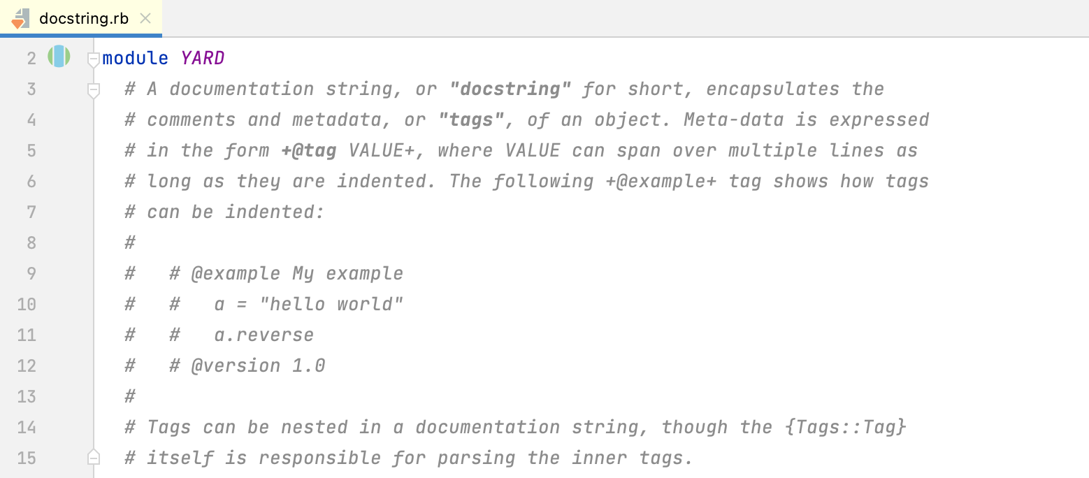 编辑模式下的 YARD 注释