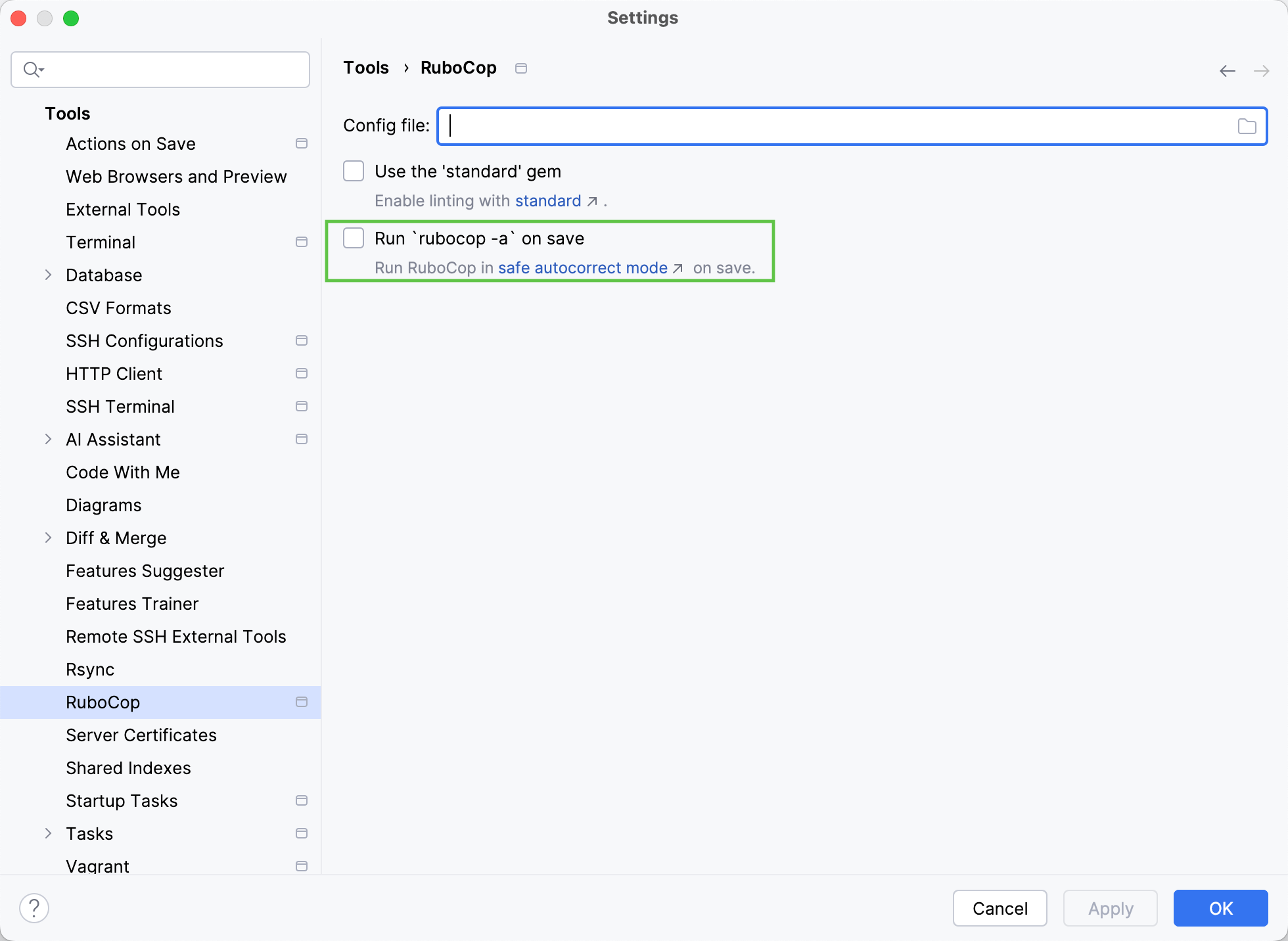 保存时运行 RuboCop