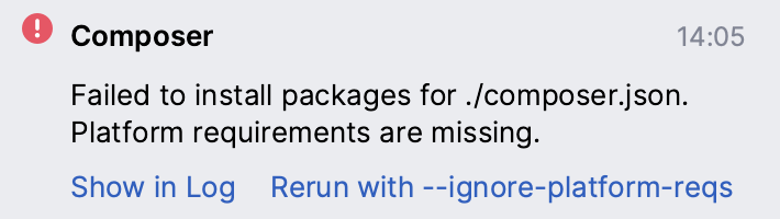 缺少 'vendor' 文件夹通知