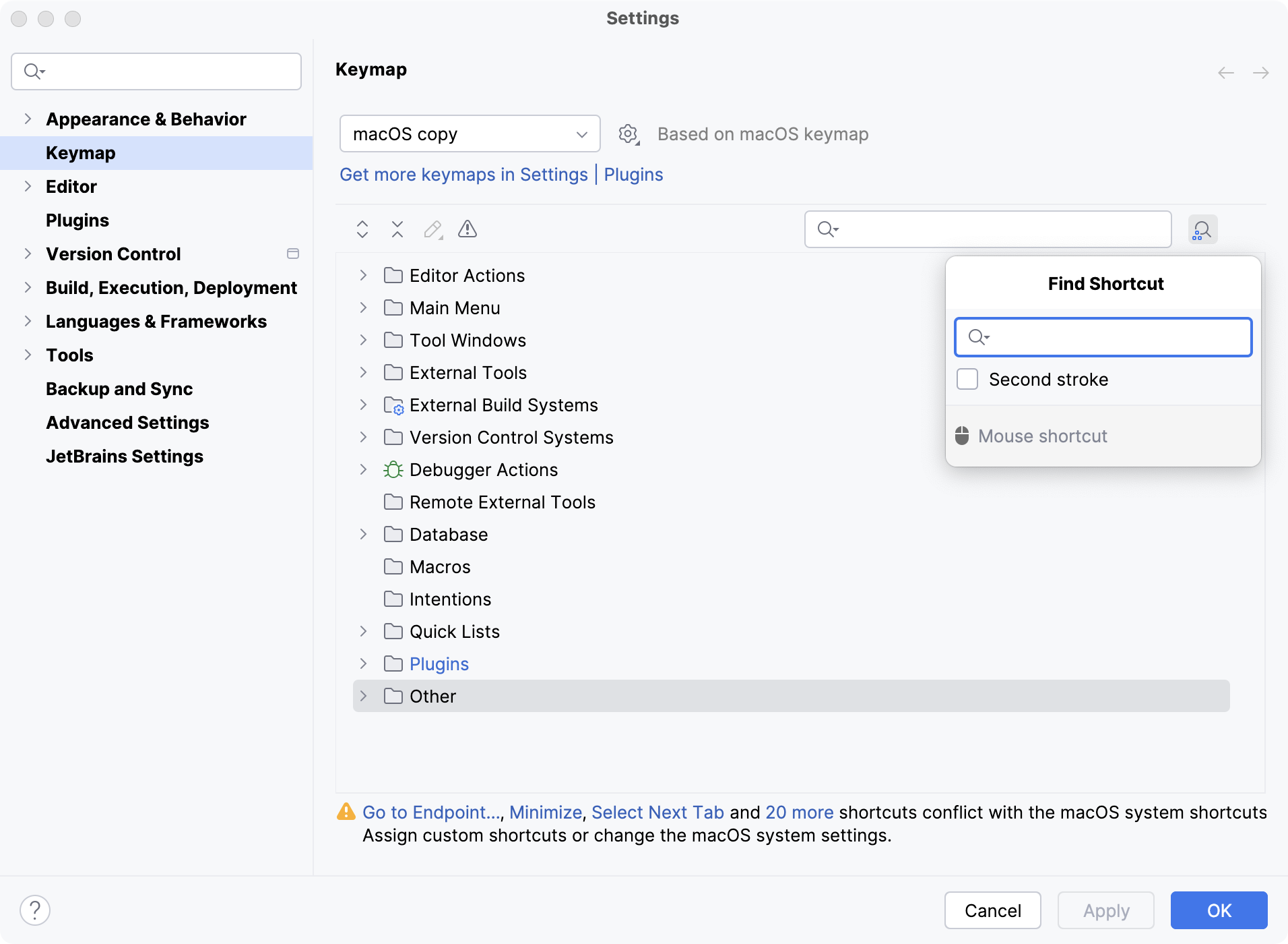 IDE does not recognize the shortcut