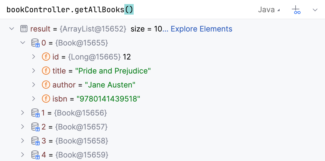 The result of the expression in the Variables tab The result of the expression in the Variables tab