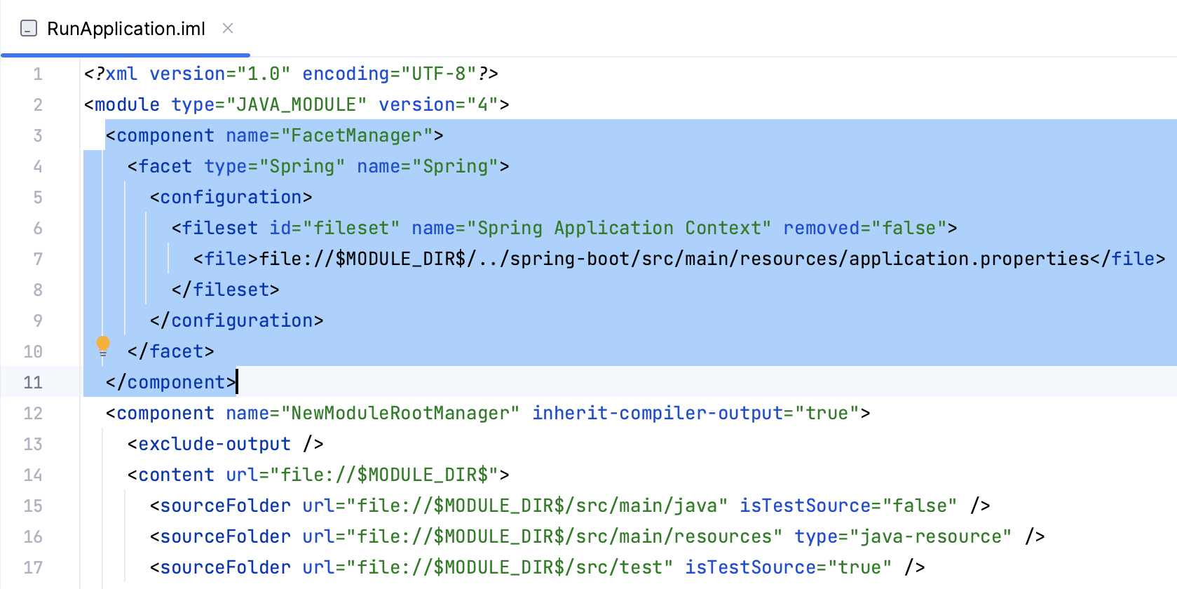 Spring facet in module file Spring facet in module file