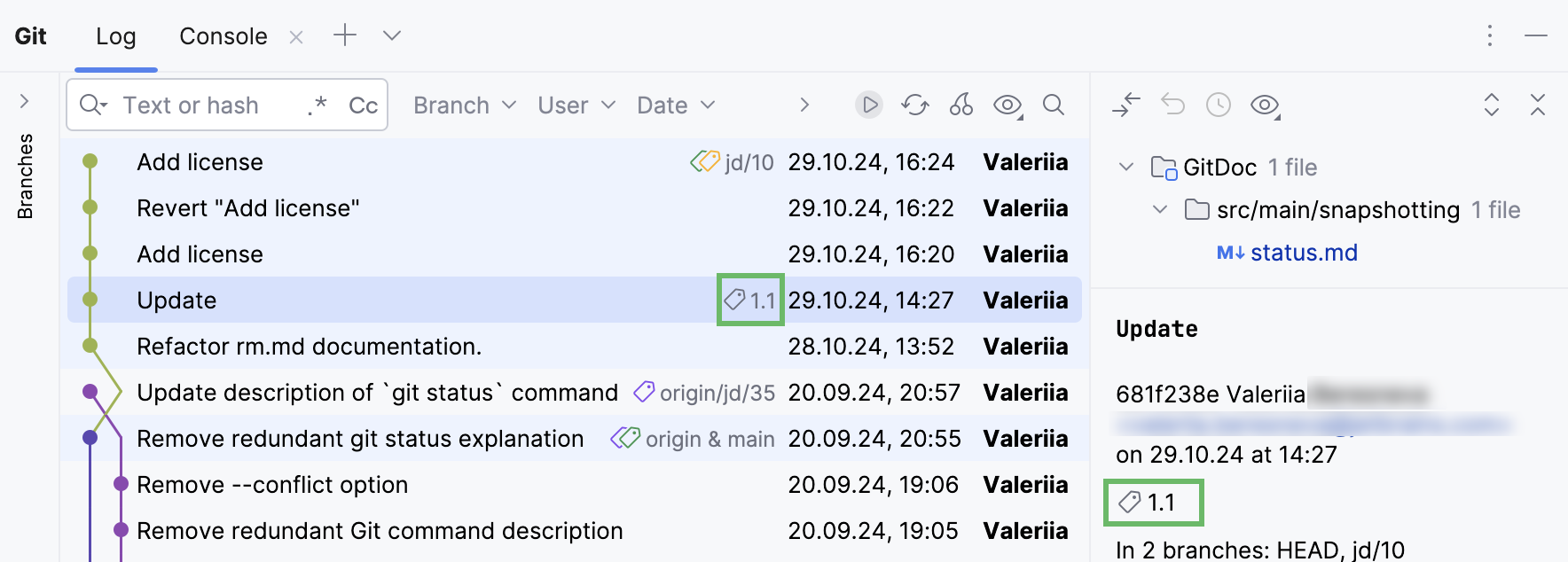 Tagged commit Tagged commit