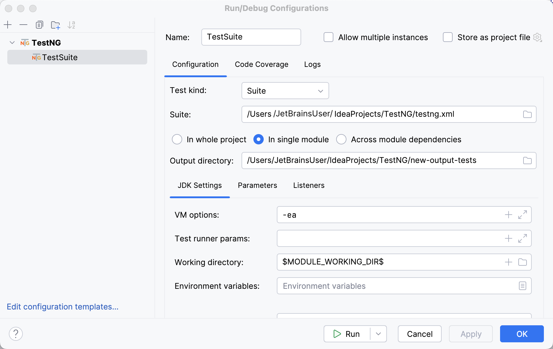 Creating configuration to run TestNG suite Creating configuration to run TestNG suite