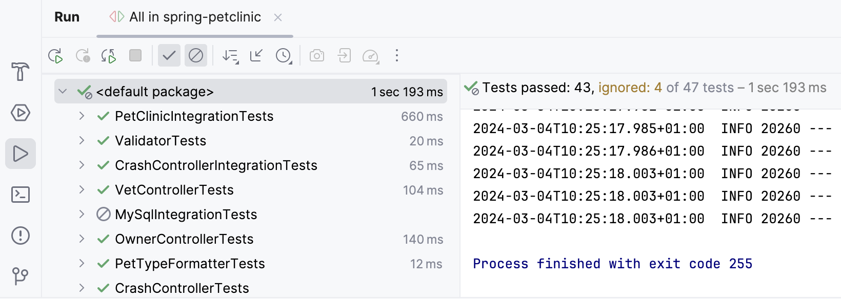 Tests shows in run configuration tab Tests shows in run configuration tab