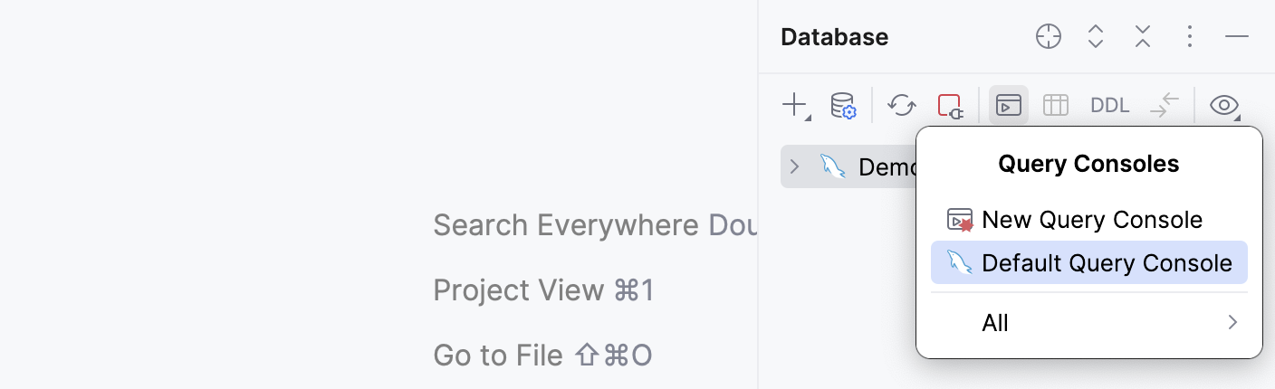 打开数据源的默认查询控制台
