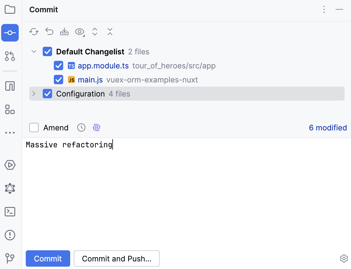 Commit tool window Commit tool window