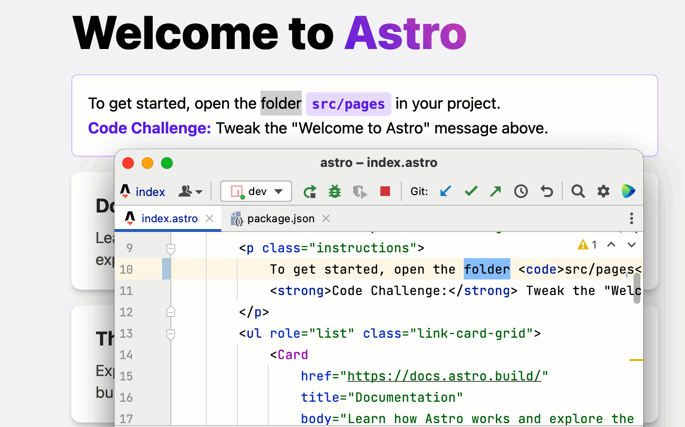 运行 Astro 应用程序