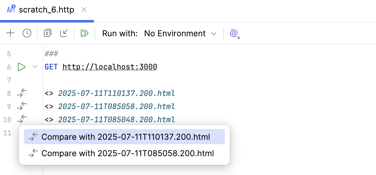 Compare responses (menu)