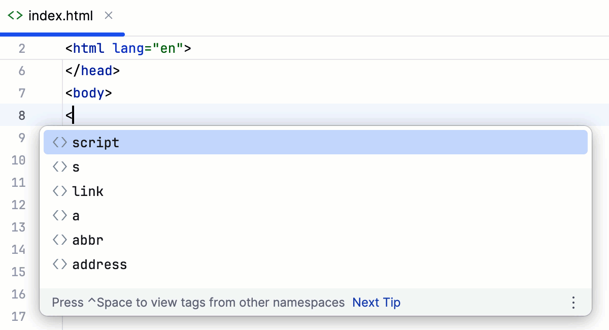 补全 HTML 标签和属性