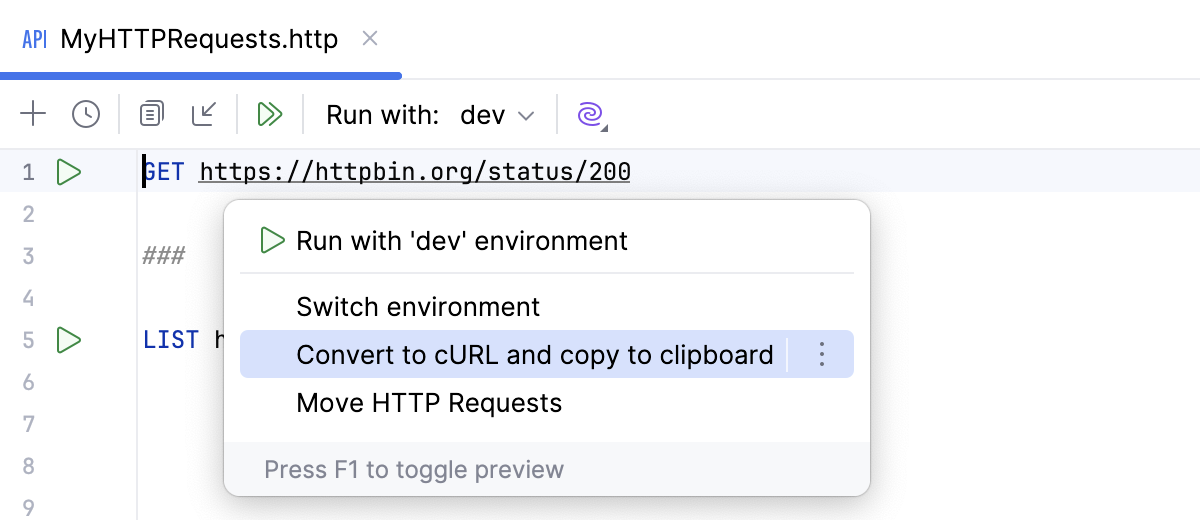 Convert HTTP request to cURL