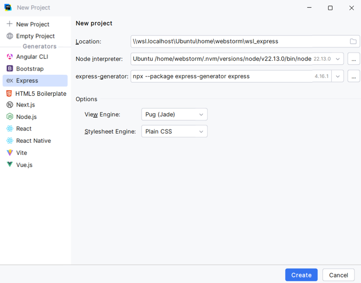 在 WSL 中创建项目