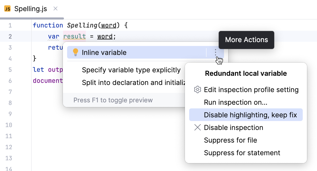 禁用高亮显示，保留快速修复