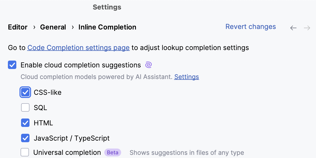 在 CSS 中启用云补全 在 CSS 中启用云补全