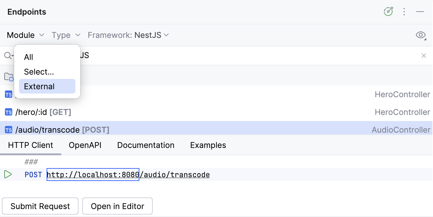 Endpoint tool window: filter by module