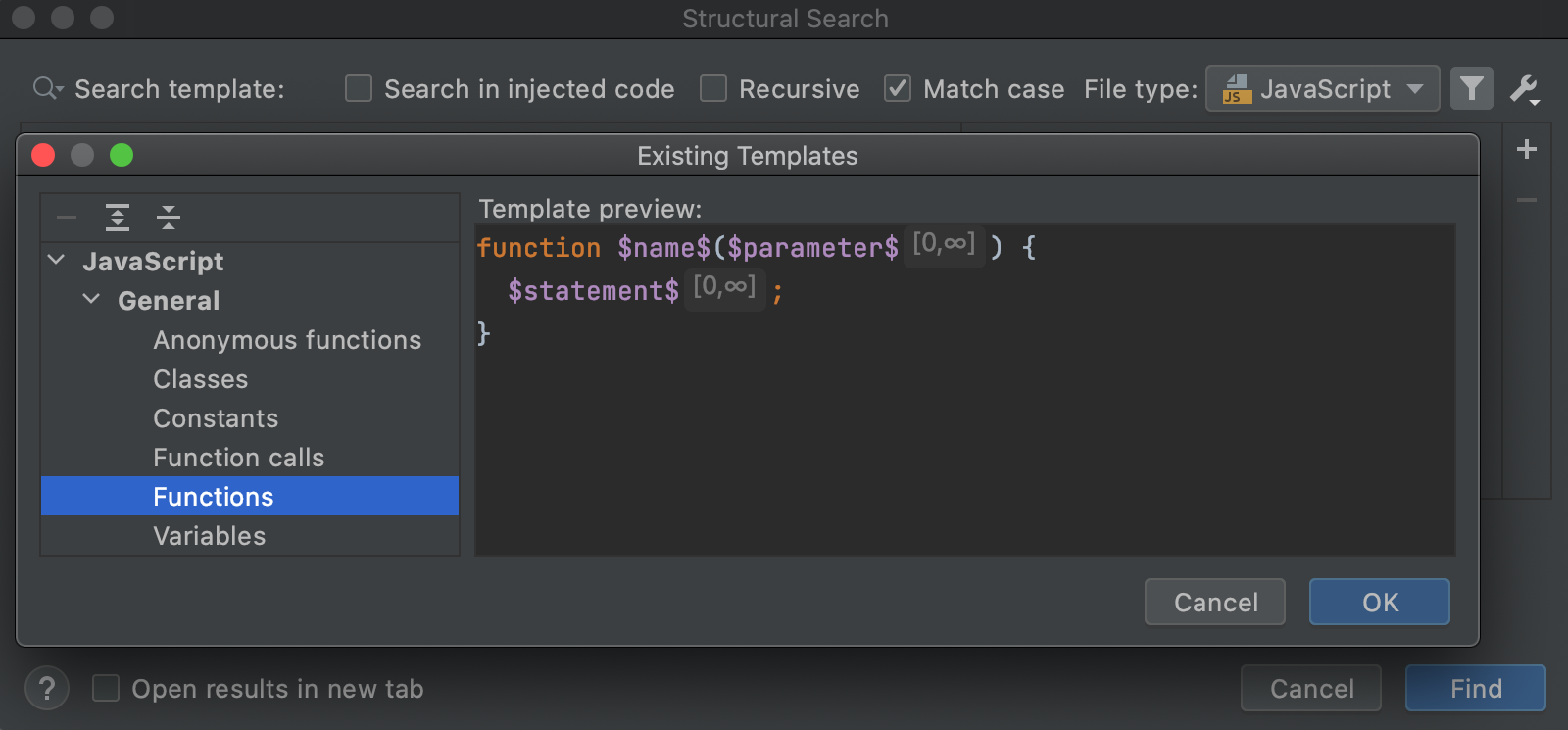 现有模板对话框