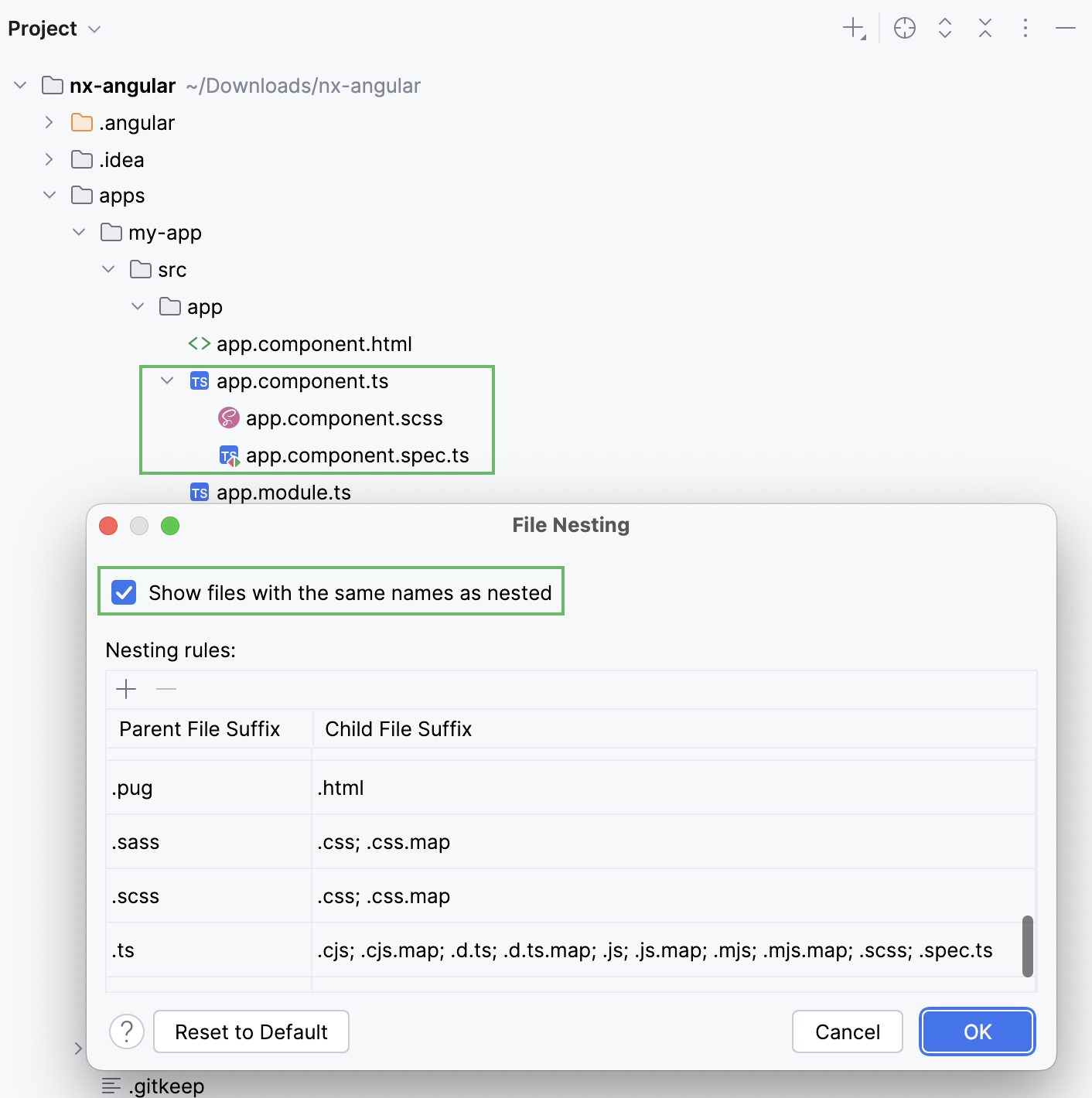 已启用嵌套规则