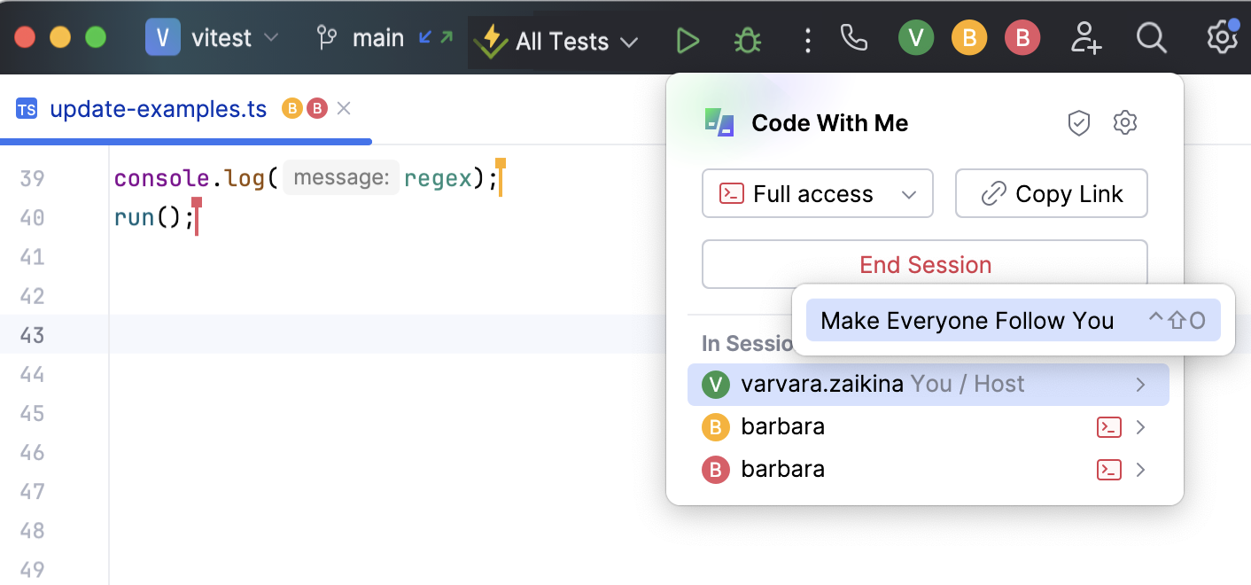 选择“强制关注您”