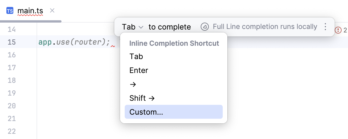 整行代码补全弹窗