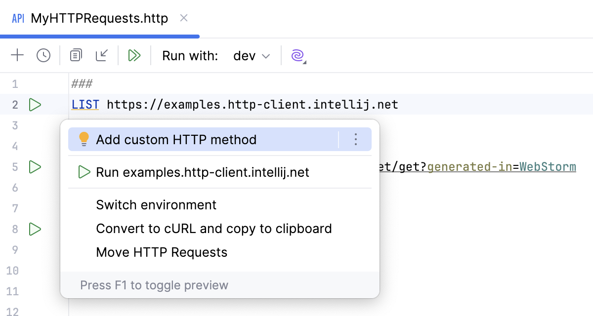 Add a custom HTTP method