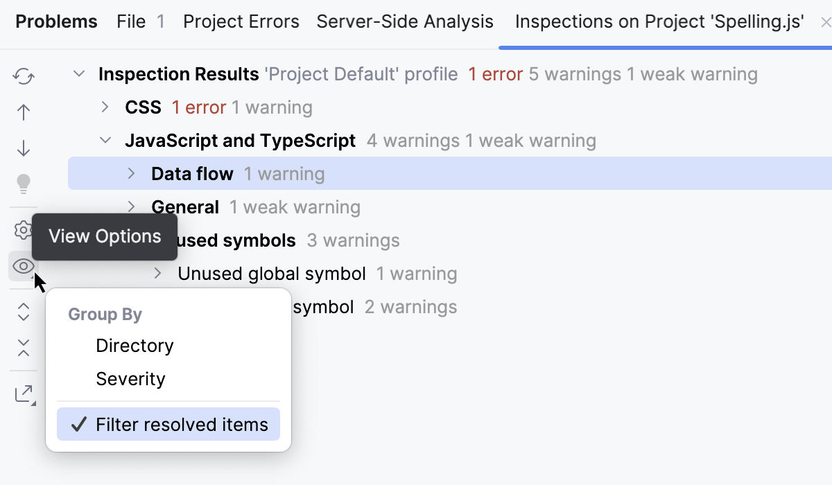 隐藏已禁用检查警告