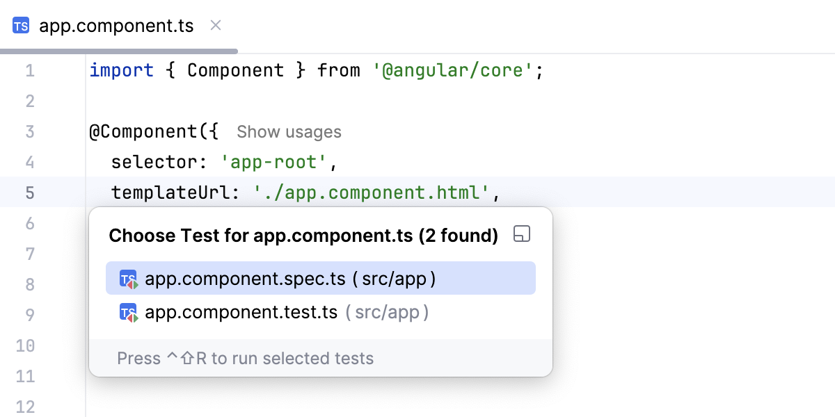 选择要跳转的测试