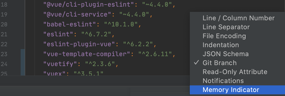 enable memory indicator on the Status bar enable memory indicator on the Status bar