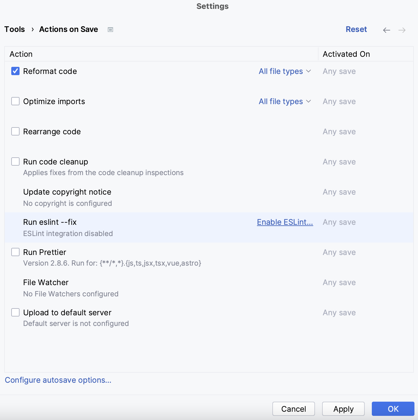 自定义 WebStorm:设置保存时操作 自定义 WebStorm:设置保存时操作