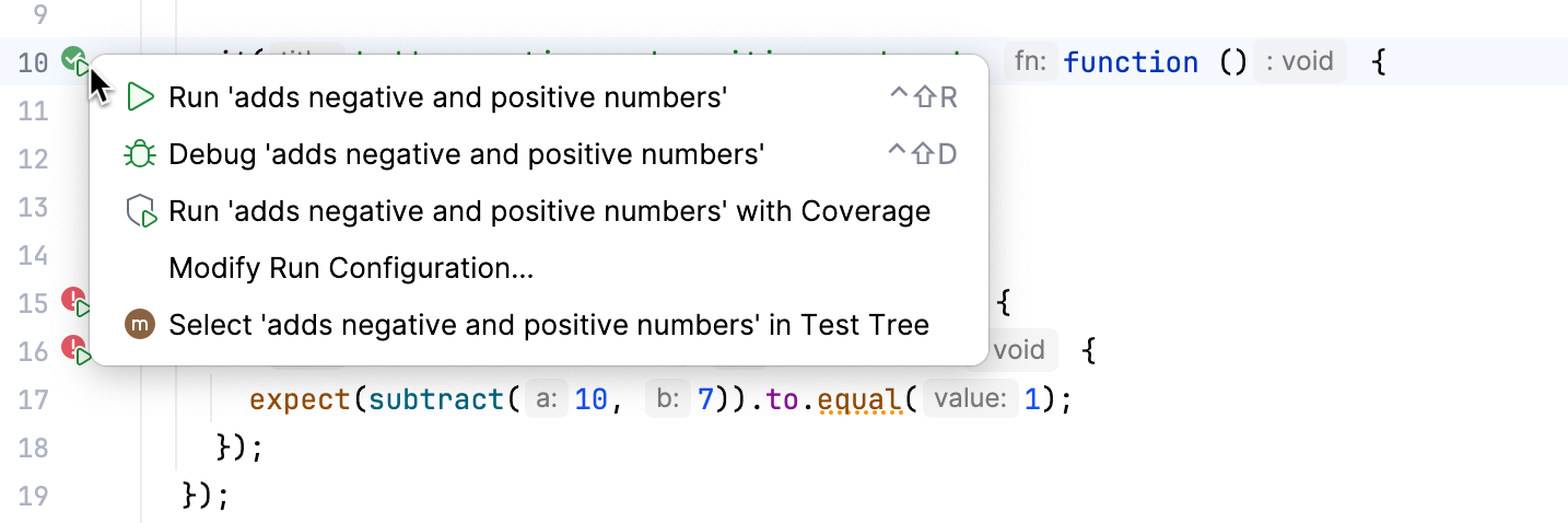 从编辑器重新运行单个失败的测试:间距图标 从编辑器重新运行单个失败的测试:间距图标