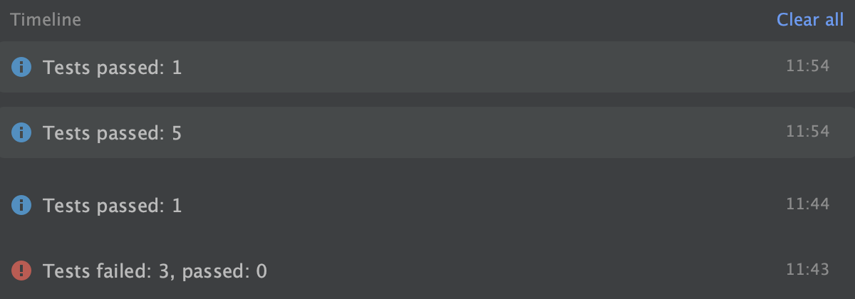 错误也会显示在时间轴中