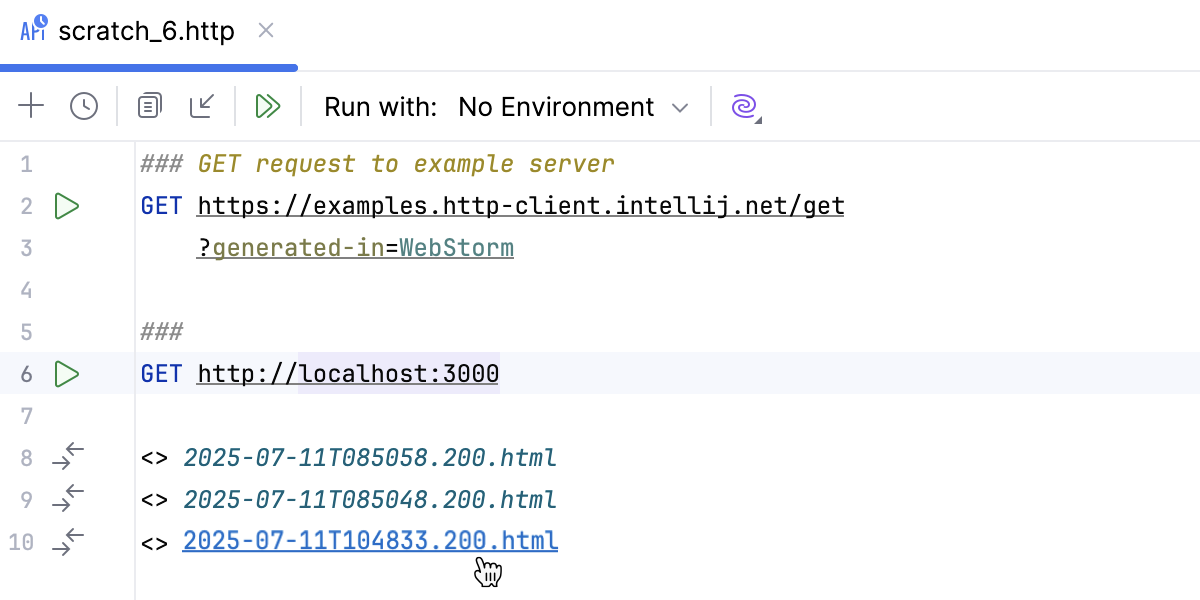 Open response from a scratch file