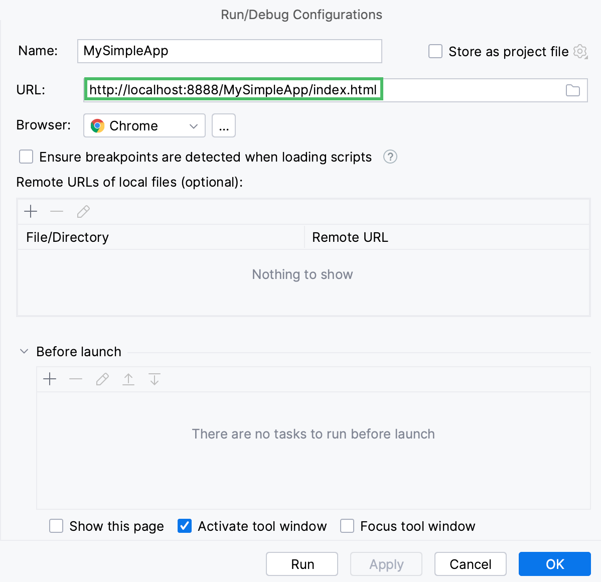 URL to run your application URL to run your application