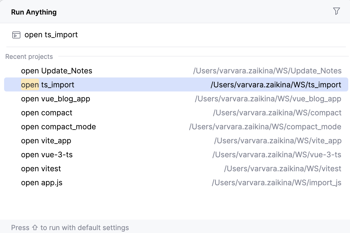 Run Anything：正在打开最近的项目