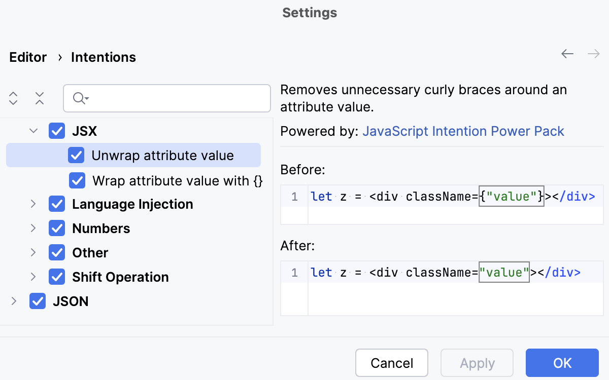 在“意图”页面（设置）中查看所有意图