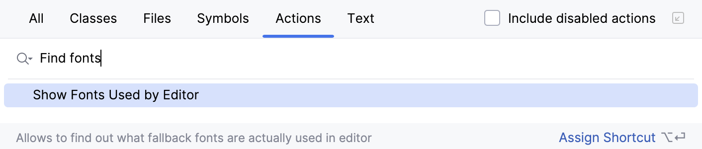 查找操作：显示字体查询