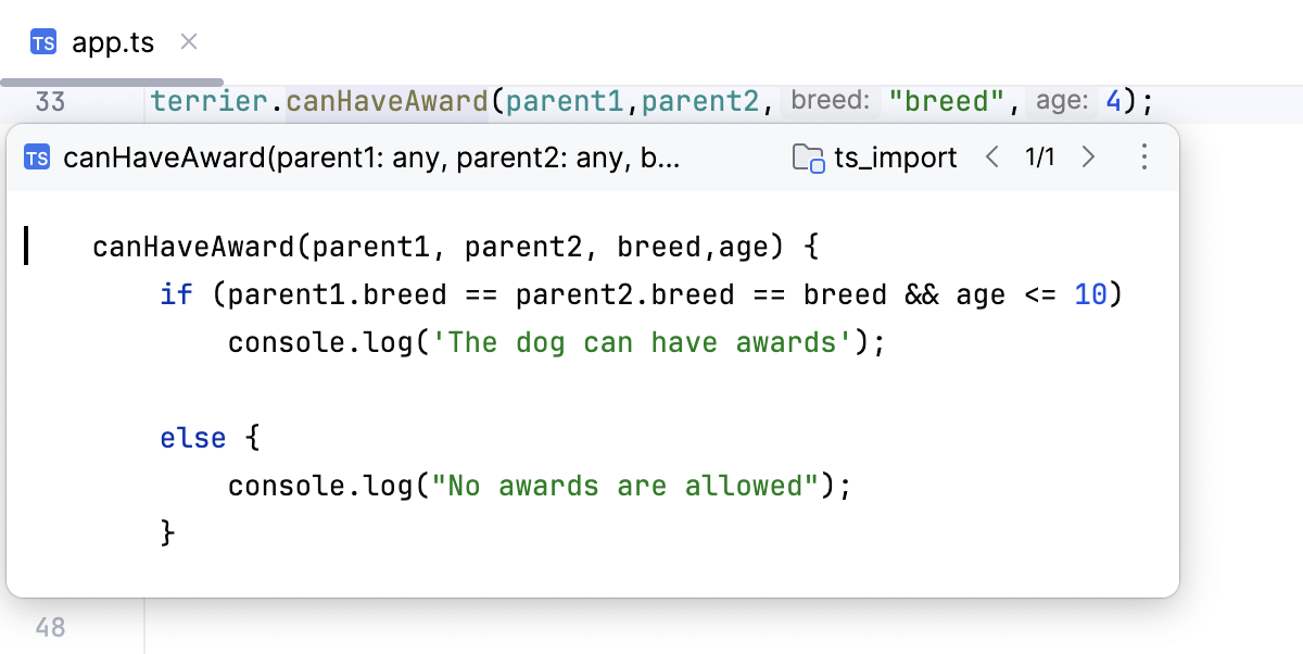 View the definition of a symbol on a popup View the definition of a symbol on a popup