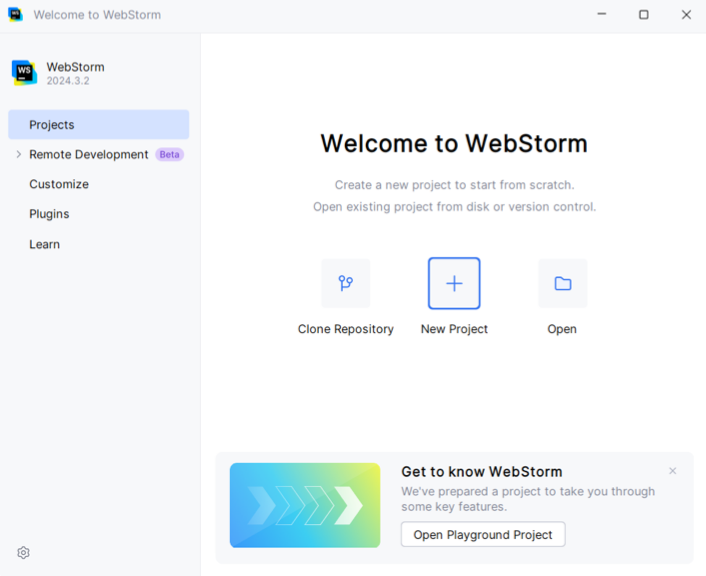 在 WSL 中创建项目：欢迎界面