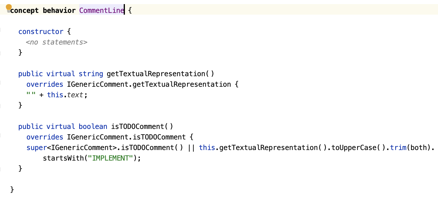 CommentLine behavior CommentLine behavior