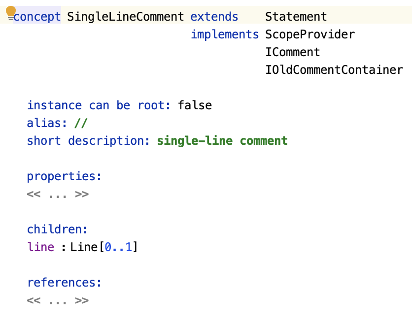 SingleLineComment defintion SingleLineComment defintion
