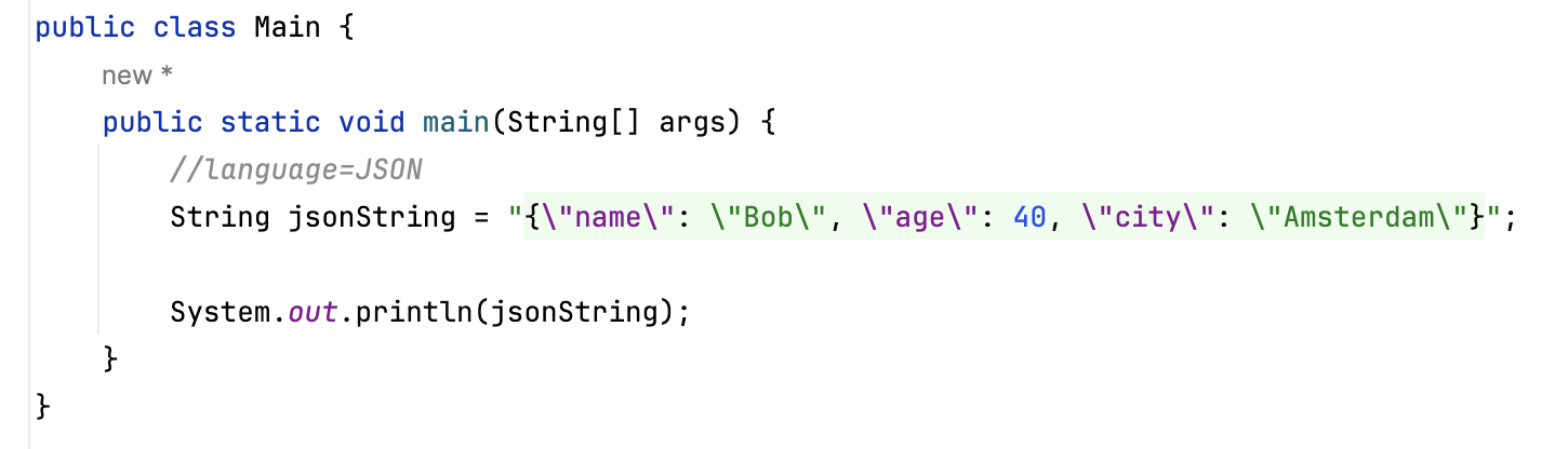 An example of language injection with JSON An example of language injection with JSON