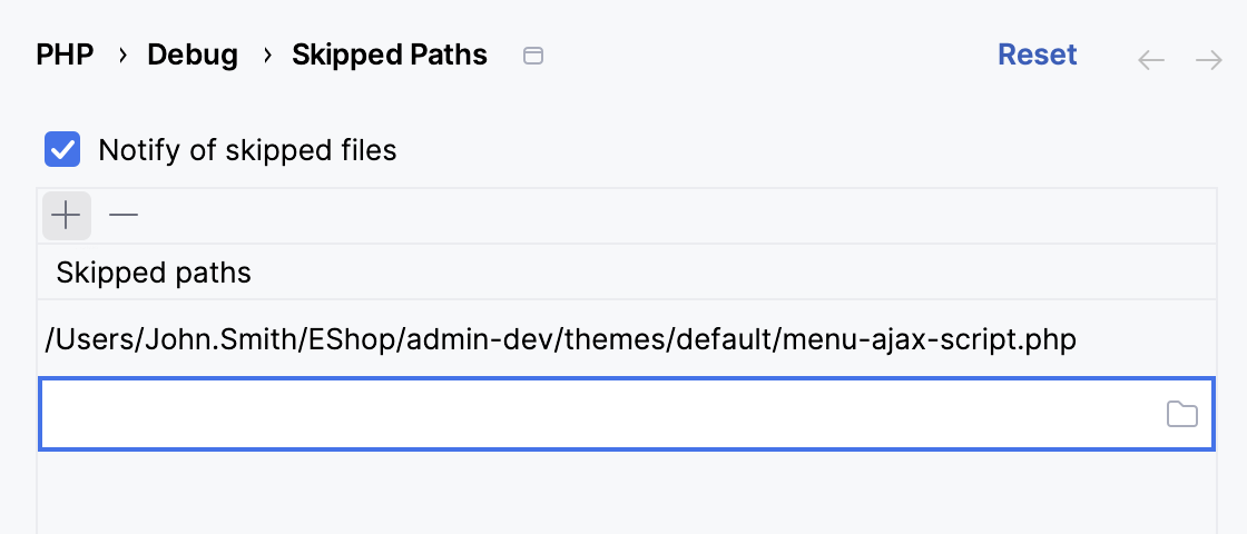 Add a new Skipped Path line Add a new Skipped Path line