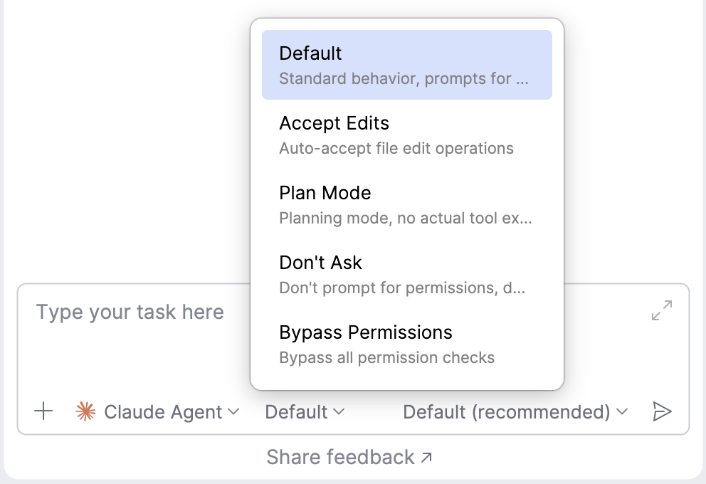 Select operation mode Select operation mode
