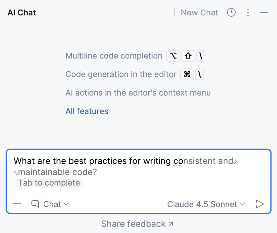 AI-generated code suggestion in AI Chat