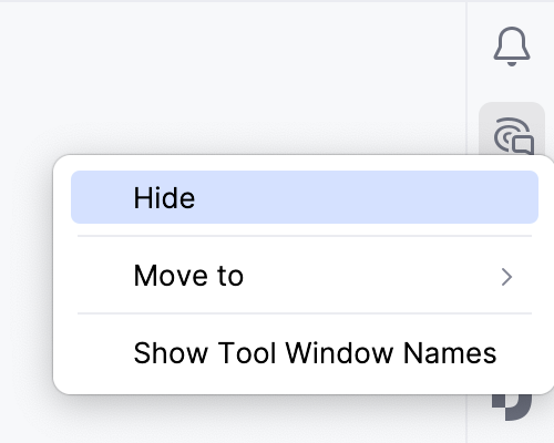 Hiding the tool window