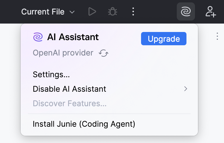 Third-party provider in JetBrains AI widget